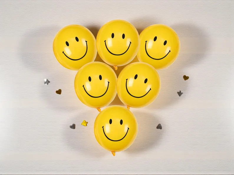 Happy Face Latex Balloons Birthday Party Decorations 6 Pcs | Etsy (US)