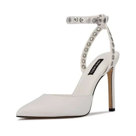 Nine West Timia White Leather Ankle Strap Pointed Close Toe Stiletto Dress Pump (White Leather 6) | Walmart (US)