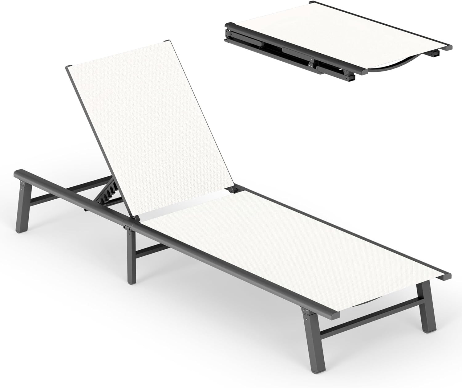 Ciokea Foldable Outdoor Lounge Chair, No Assembly Patio Chaise Lounge Outdoor with 5-Positions, A... | Amazon (US)
