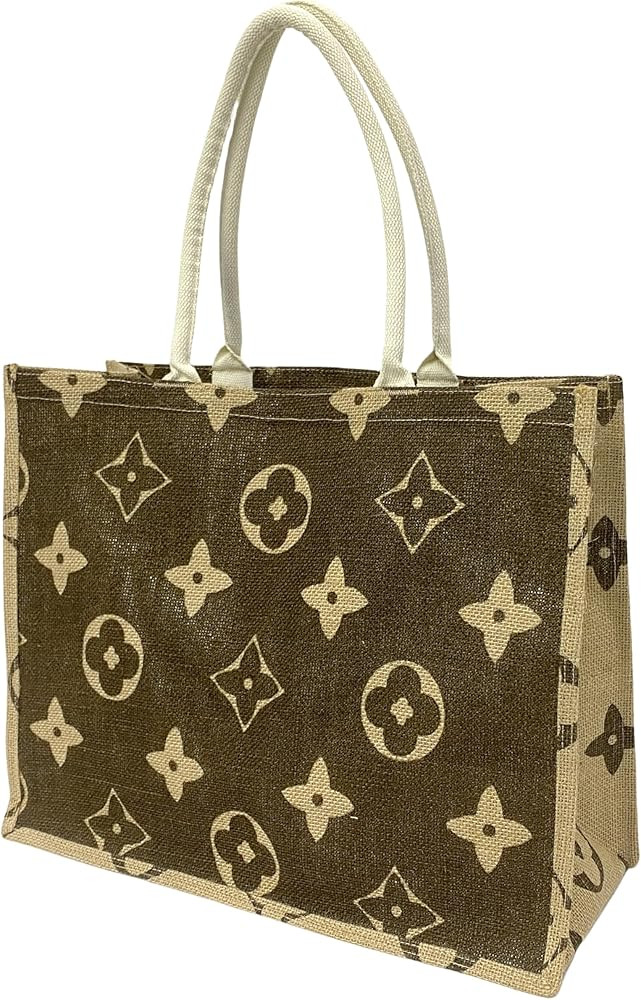 Bluenut Large-Beach-Bag-Jute-Straw-Bag-Beach-Tote-Burlap-Shoulder-Reusable-Grocery-Shoulder-Handb... | Amazon (US)