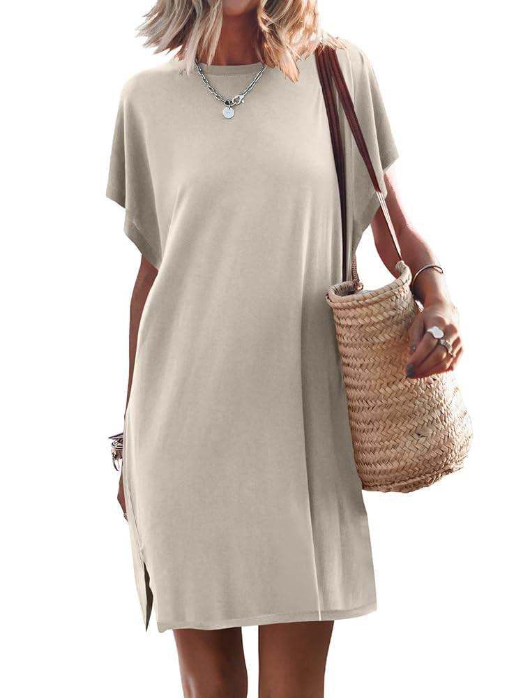 ANRABESS Women’s Summer T Shirt Dress 2025 Beach Vacation Travel Outfits Casual Simple Soft Min... | Amazon (US)