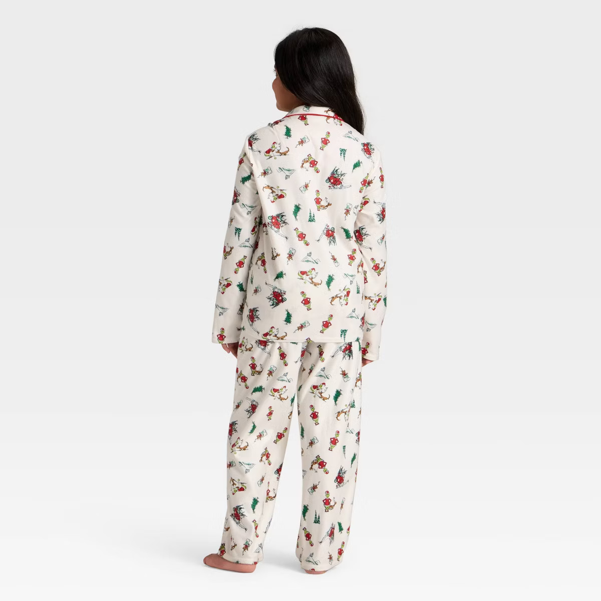 Kids' The Grinch Long Sleeve Shirt and Pants Holiday Matching Family Sleep Pajama Set - Cream S | Target