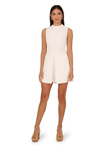Adrianna Papell Women's Peplum Romper | Sleeveless One Piece Romper with Split Skirt Overlay & Mini Shorts | Amazon (US)