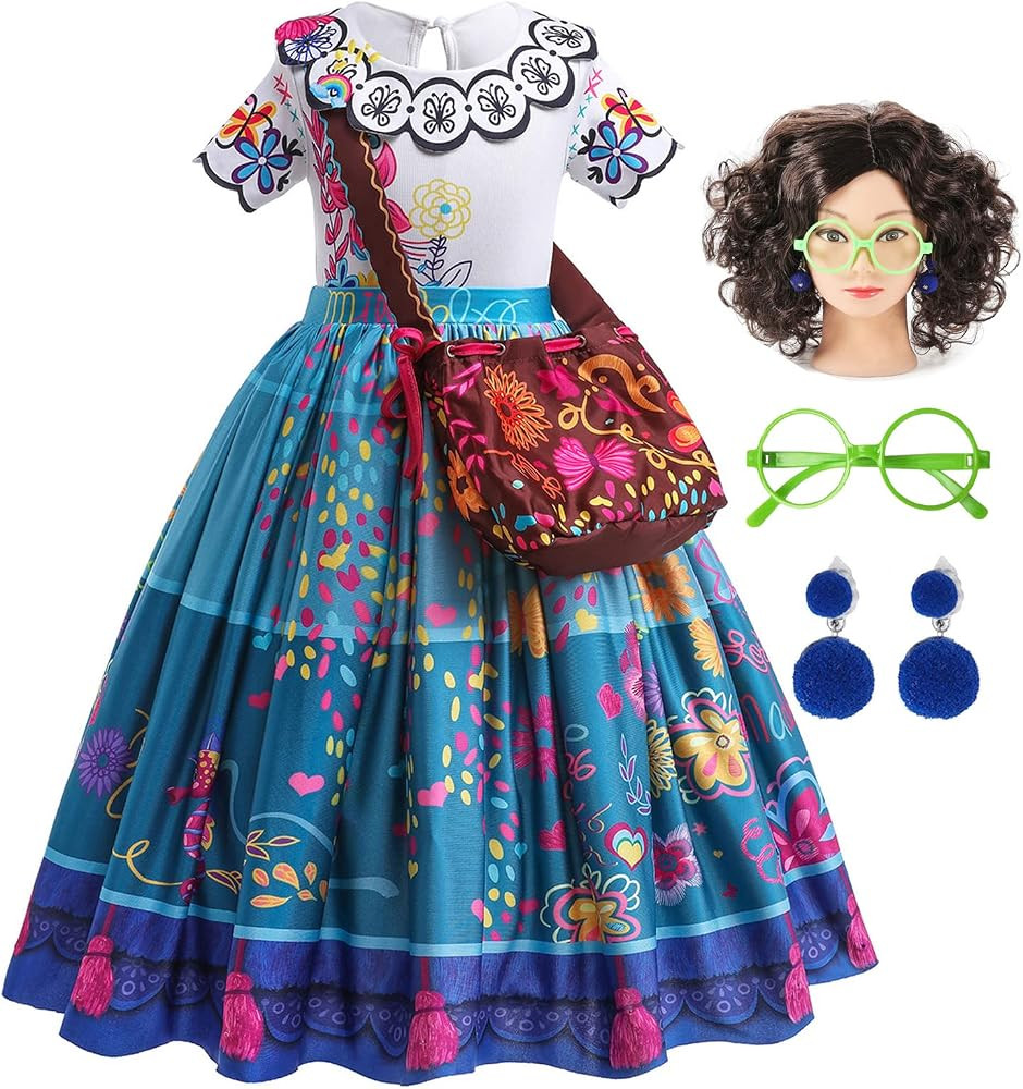 ATIMIGO Mirabel Isabella Dress Halloween Costume Cosplay Outfit for Kids Girls with Wig Glasses B... | Amazon (US)