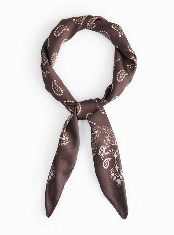 Chocolate Paisley Print Satin Scarf One Size | Tu Clothing
