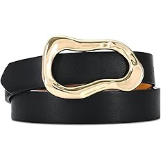 Black Belt for Women Stylish Gold Buckle Fashion Leather Waist Belt Perfect for Jeans and Dresses | Amazon (US)