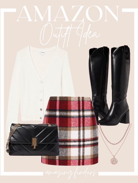 Outfit idea
Amazon outfit
Plaid skirt
Idealsanxun women’s high waist skirt
Western boots
The Drop Cassandra boots
The Drop v neck cardigan 
Front button cardigan 
Cozy seeater
Gold necklace
Pendant necklace
Pavoi nrcklace
Black bag
Aldo Rhiladiaax
Going out outfit
Party outfit

#LTKstyletip #LTKitbag