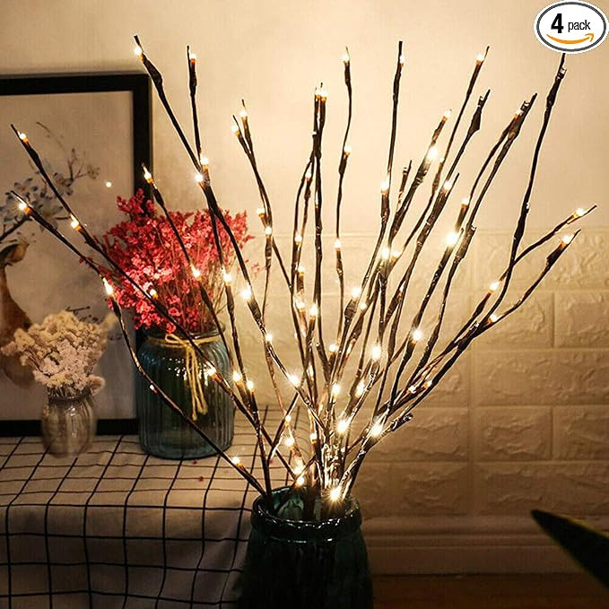GM G-MORE 2 Pack LED Branch Lights, Battery Powered Decorative Lights String, Willow Twig Lighted... | Amazon (US)