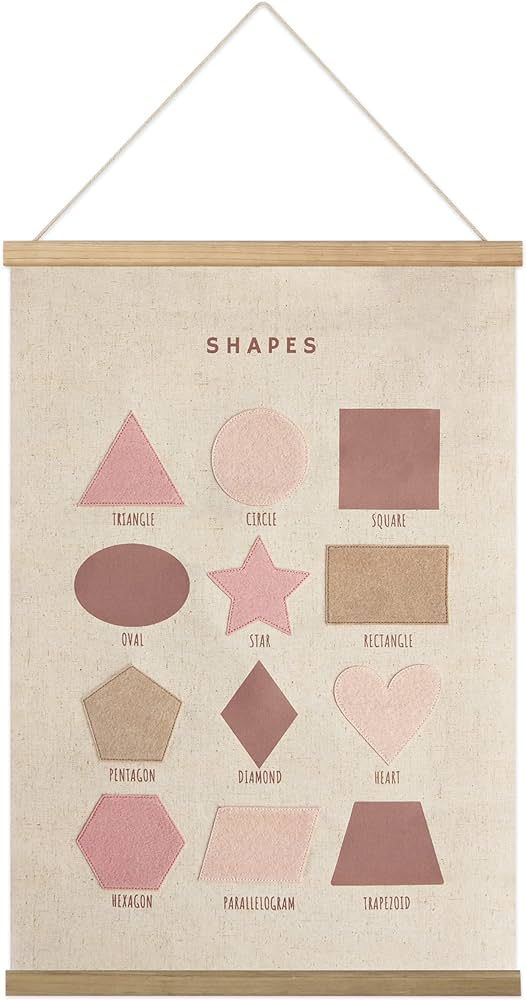 Bon et Beau 16×24 Inch Embroidered Shape Poster Framed with Wood Hanger - Dusty Pink Wall Decor ... | Amazon (US)