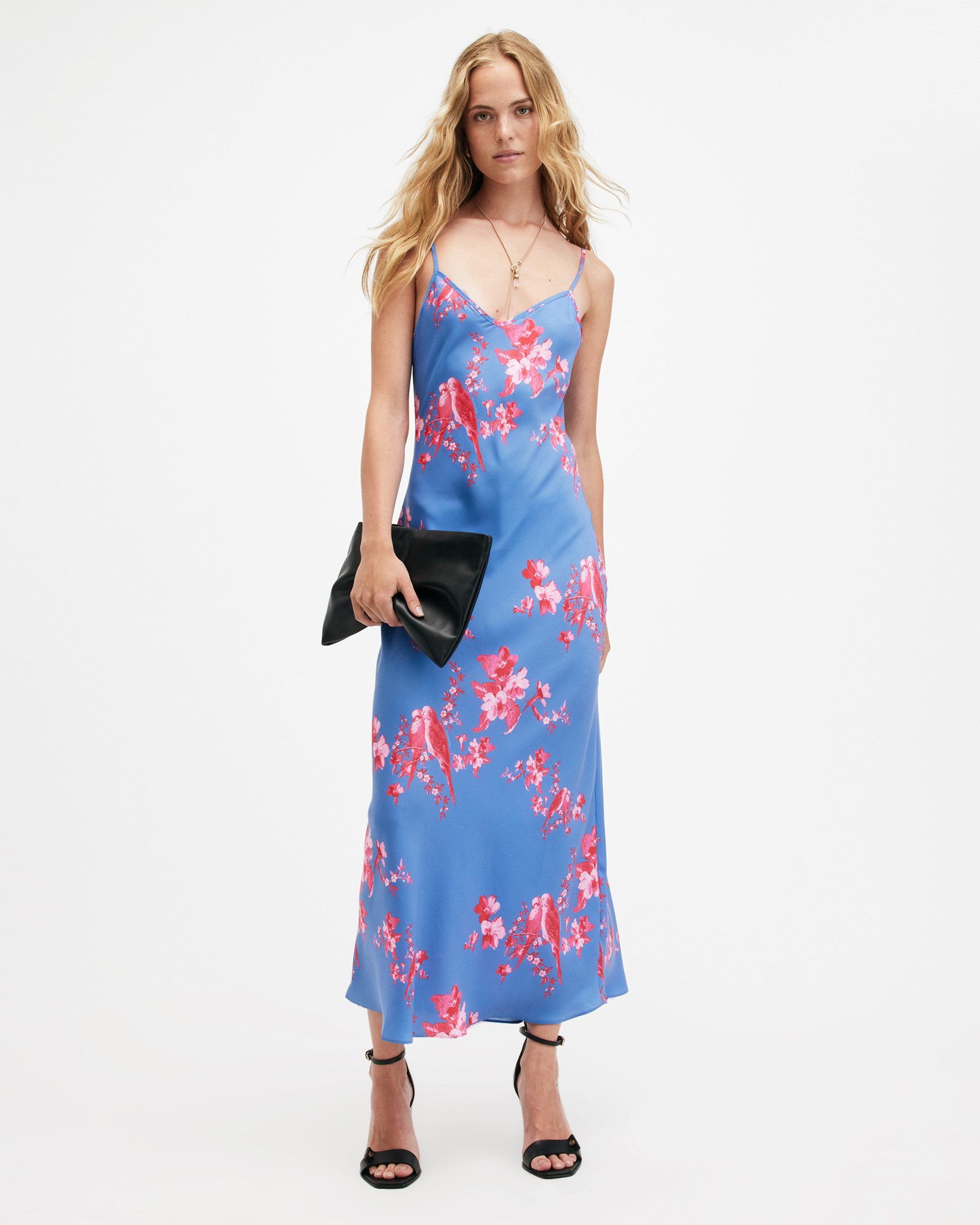 Bryony Iona Midi Slip Dress Neon Pink | ALLSAINTS | AllSaints UK