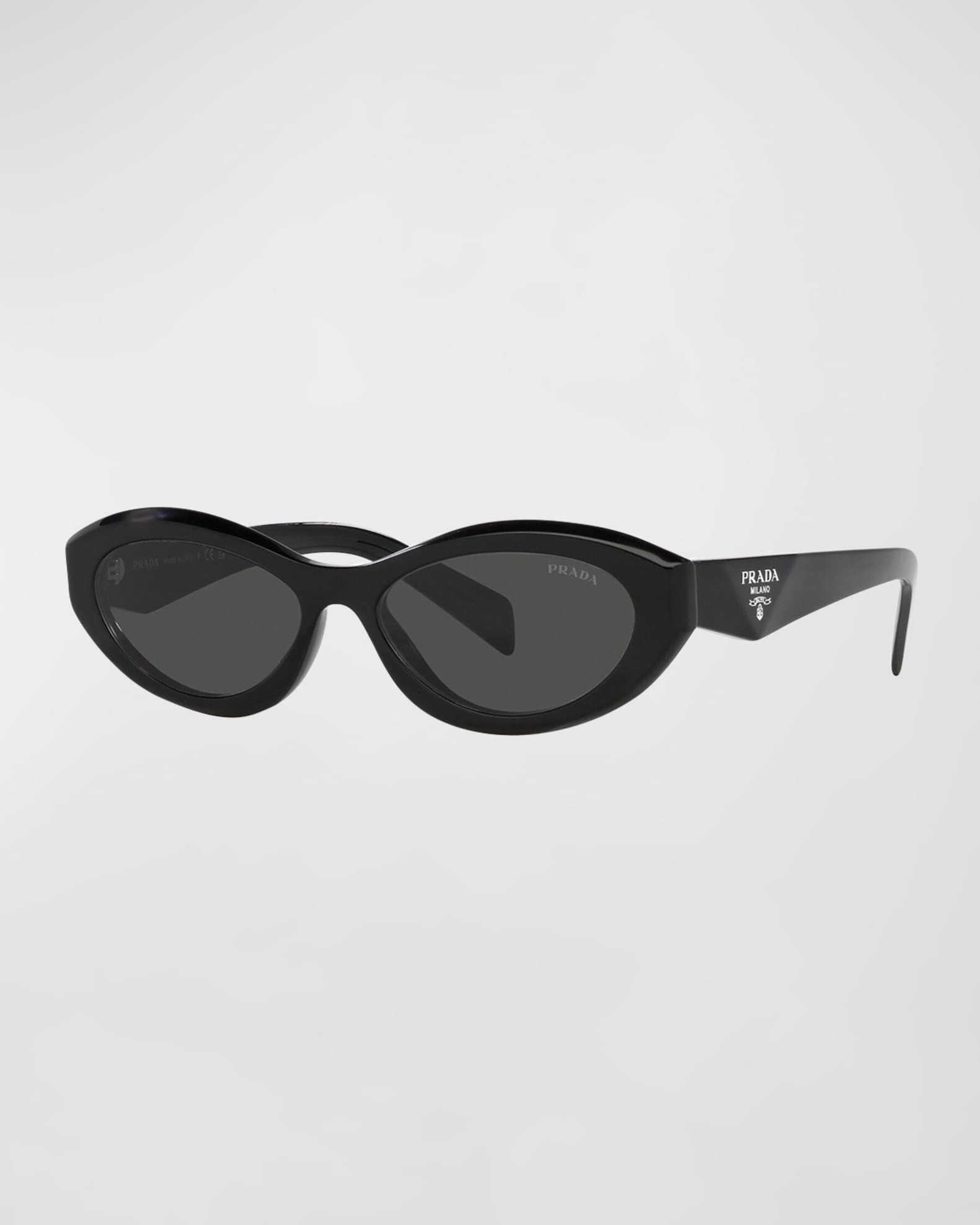Prada PR 26ZS Beveled Acetate & Plastic Oval Sunglasses | Neiman Marcus