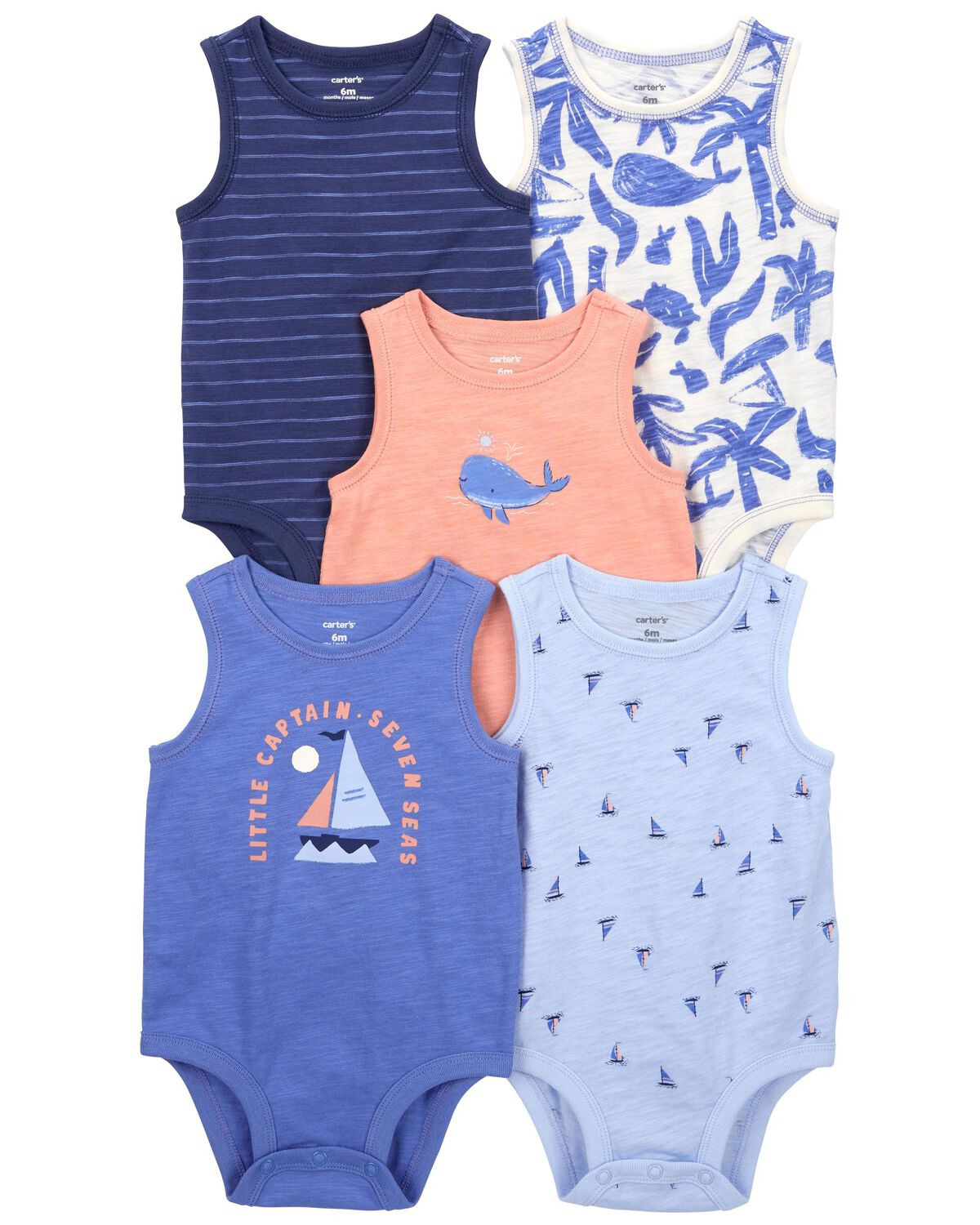 Baby 5-Pack Sea Print Tank Bodysuits | Carter's
