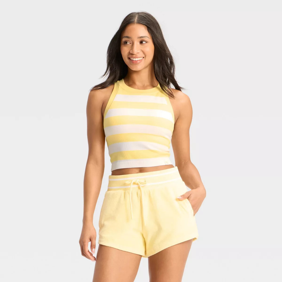Women's Ribbed Seamless Support Tank Top - JoyLab™ Yellow/White M | Target