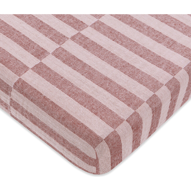 Babyletto | GOTS Certified Organic Muslin Cotton Mini Crib Sheet, Maroon Stripe | Organic Cotton (Red, Size Small) | Maisonette | Maisonette