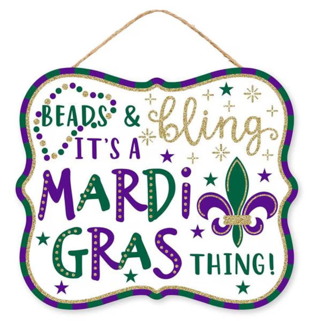 Beads And Bling Its A Mardi Gras Thing, Mardi Gras Sign Accents for Mardi Gras Trees, Wreaths, Wr... | Etsy (US)