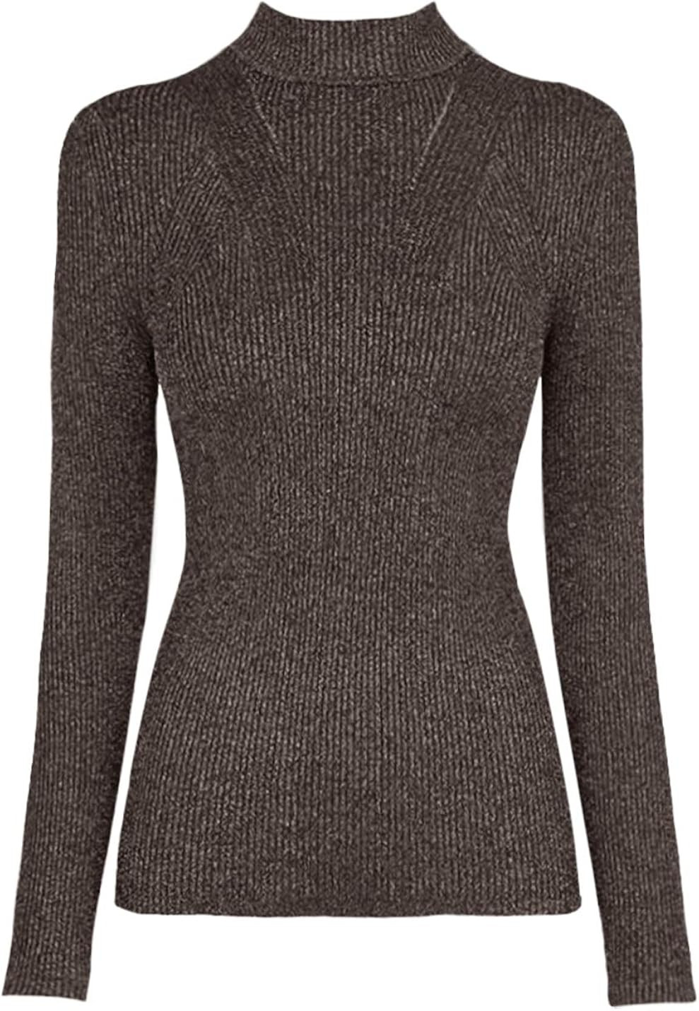 v28 Women Stretchable Korea Turtleneck Knit Long Sleeve Slim Sweater | Amazon (US)