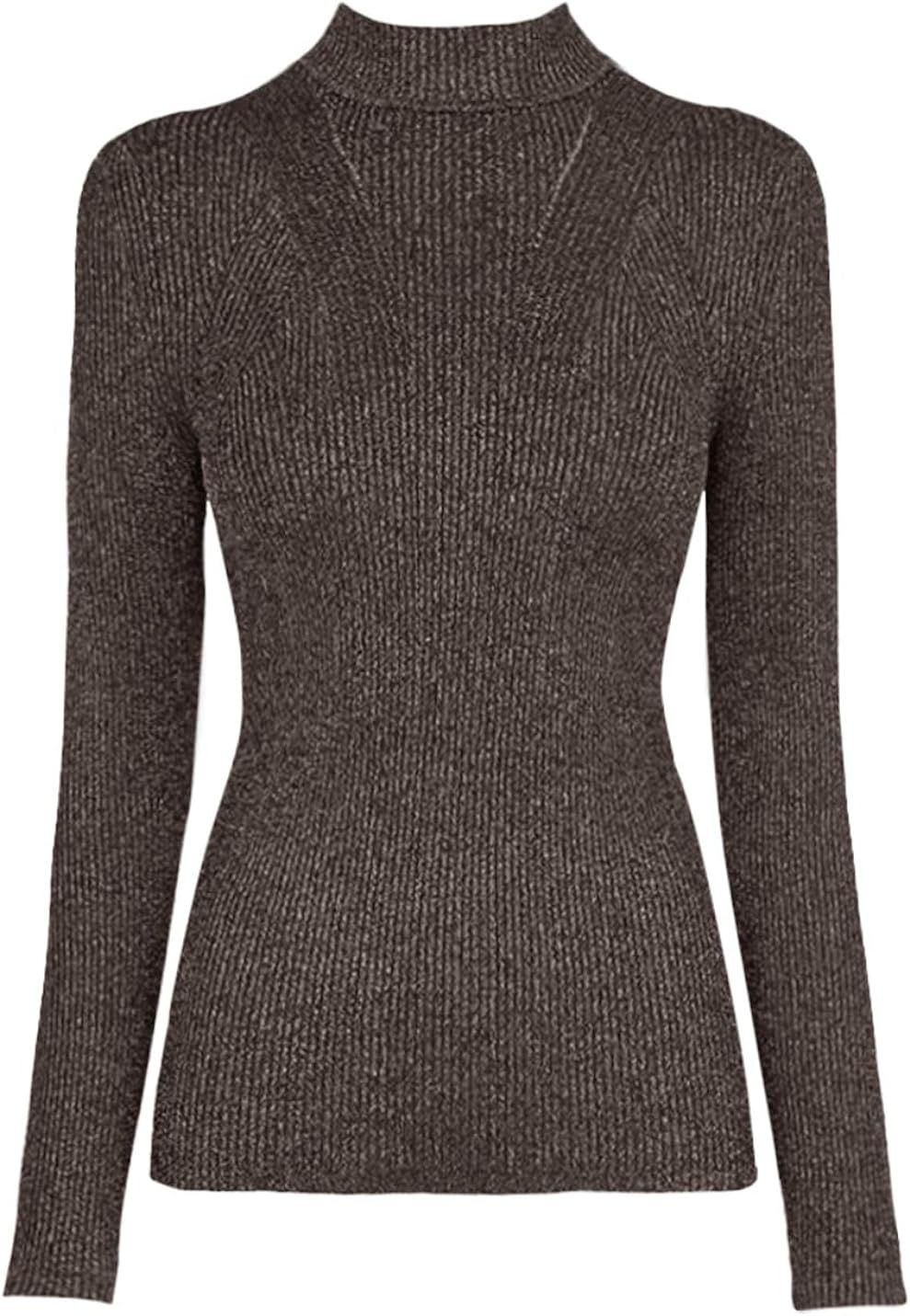 v28 Women Stretchable Korea Turtleneck Knit Long Sleeve Slim Sweater | Amazon (US)