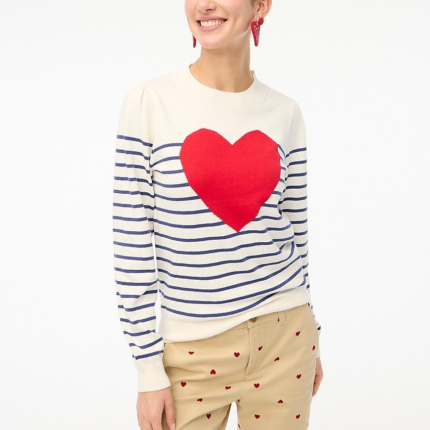 Puff-sleeve heart sweater | J.Crew Factory