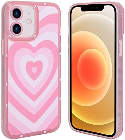 AIGOMARA Compatible with iPhone 12 Case Pink Heart Print Cute Pink Heart Pattern Case for Women Girl | Amazon (US)