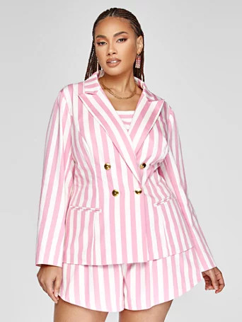 Jamila Stripe Linen Blazer - Garnerstyle x FTF - Fashion To Figure | Fashion To Figure