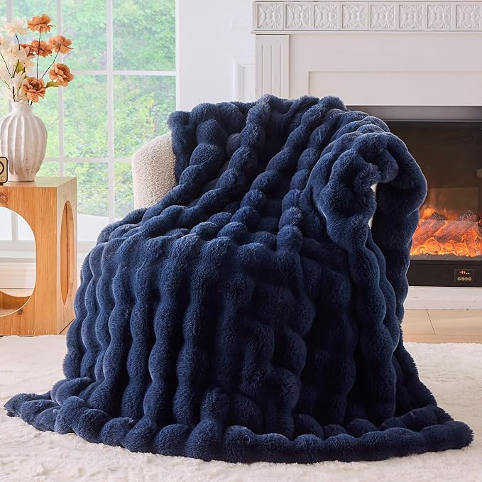 BENVWE Fluffy Faux Fur Throw Blanket for Couch, Soft Plush Thick Cozy Fuzzy Luxury Minky Bubble B... | Amazon (US)