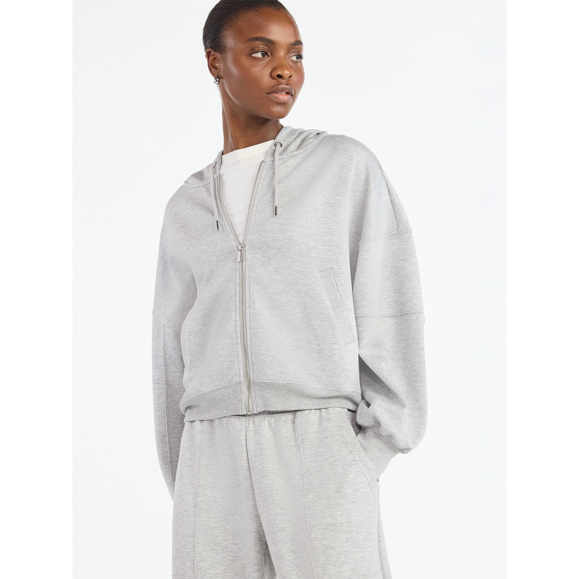 Scoop Women's and Women's Plus New Scubaknit Barrel Zip Hoodie, Sizes XS-4X | Walmart (US)