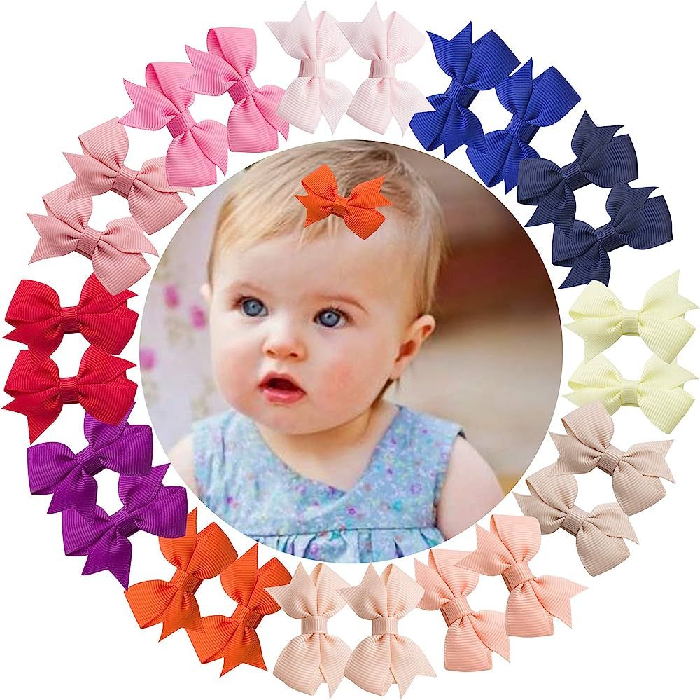 VINOBOW 24Piece 2 Inch Pigtail Pinwheel Hair Bows Girls Fully Ribbon Covered Clips For Baby Girls... | Amazon (US)
