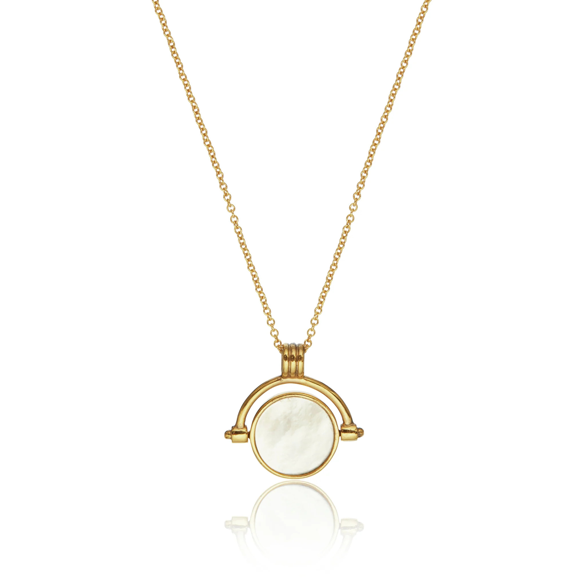 Gold Mother of Pearl Spinning Disc Necklace | Lily & Roo