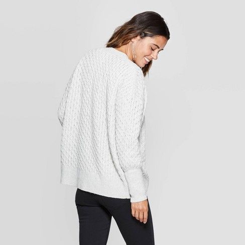 Women's Honeycomb Long Sleeve Open Neck Layering Sweater - Universal Thread™ | Target