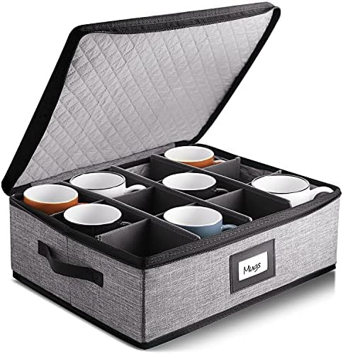 Mug Storage, Stackable Coffee Cup Storage Organizer for a Set of 12 - Padded Mug Storage Box with Di | Amazon (US)
