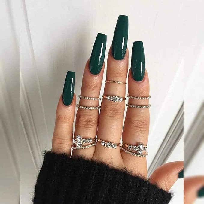 Bmirth Long Press on Nails Coffin Fake Nails Pure False Nails Glossy Full Cover Acrylic Nails for... | Amazon (US)