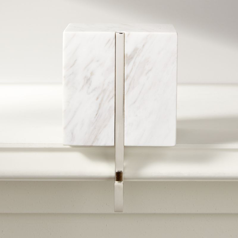 Tasha Square White Marble Christmas Stocking Holder + Reviews | CB2 | CB2