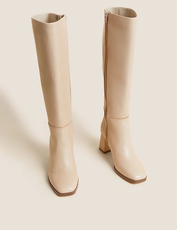 Leather Block Heel Knee High Boots | M&S Collection | M&S | Marks & Spencer (UK)