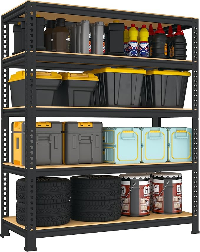 5 Tier Garage Storage Shelves - 32" W x 16" D x 63" H Adjustable Heavy Duty Metal Shelving Unit, ... | Amazon (US)