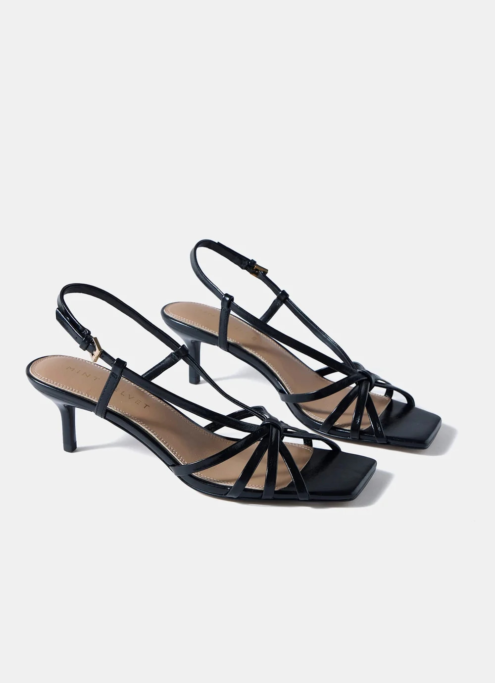 Marcie Black Leather Strappy Heels | Mint Velvet