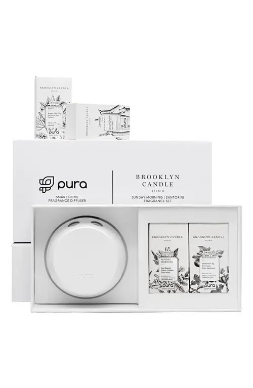x Brooklyn Candle Best Sellers & Pura 4 Smart Fragrance Diffuser & Refill Set in White at Nordstrom, Size One Size Oz | Nordstrom