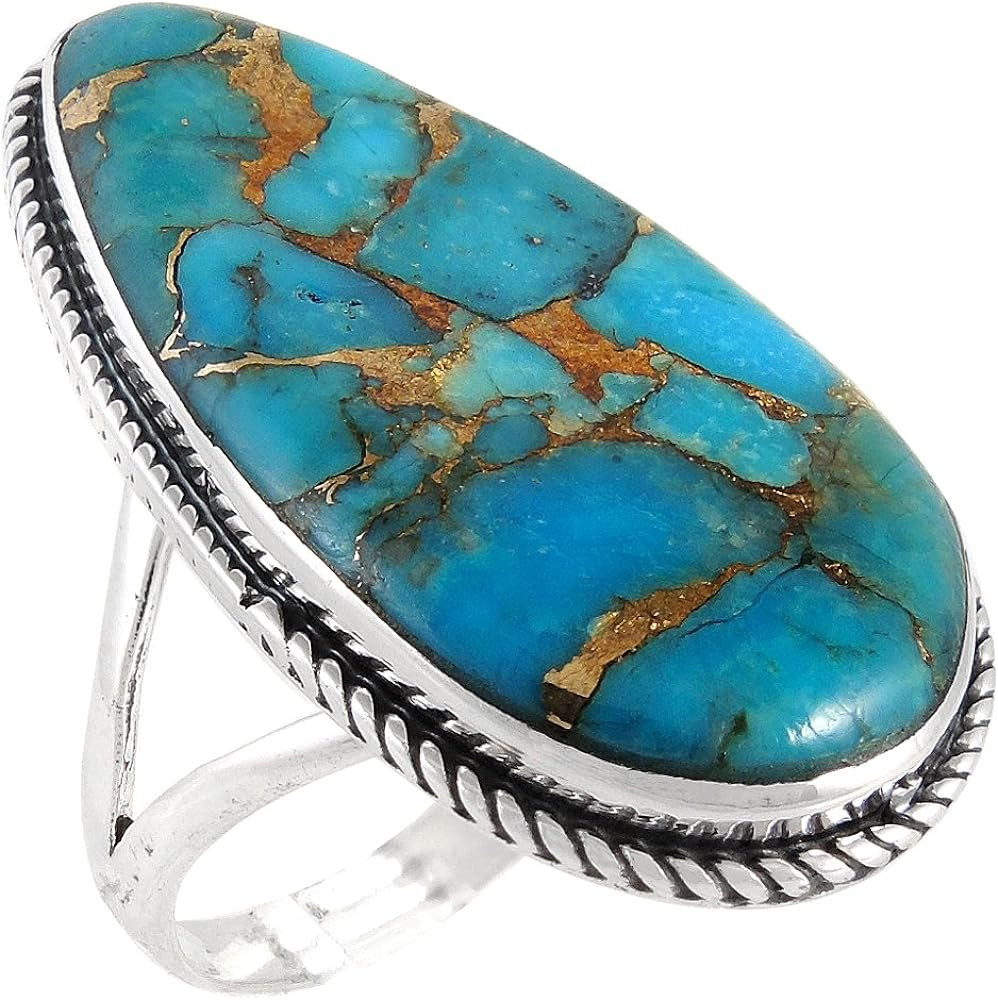 Turquoise Ring in Sterling Silver 925 & Genuine Turquoise (CHOOSE COLOR) | Amazon (US)