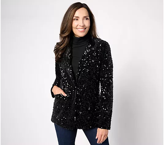 Joan Rivers Red Carpet Velvet Sequin Blazer - QVC.com | QVC