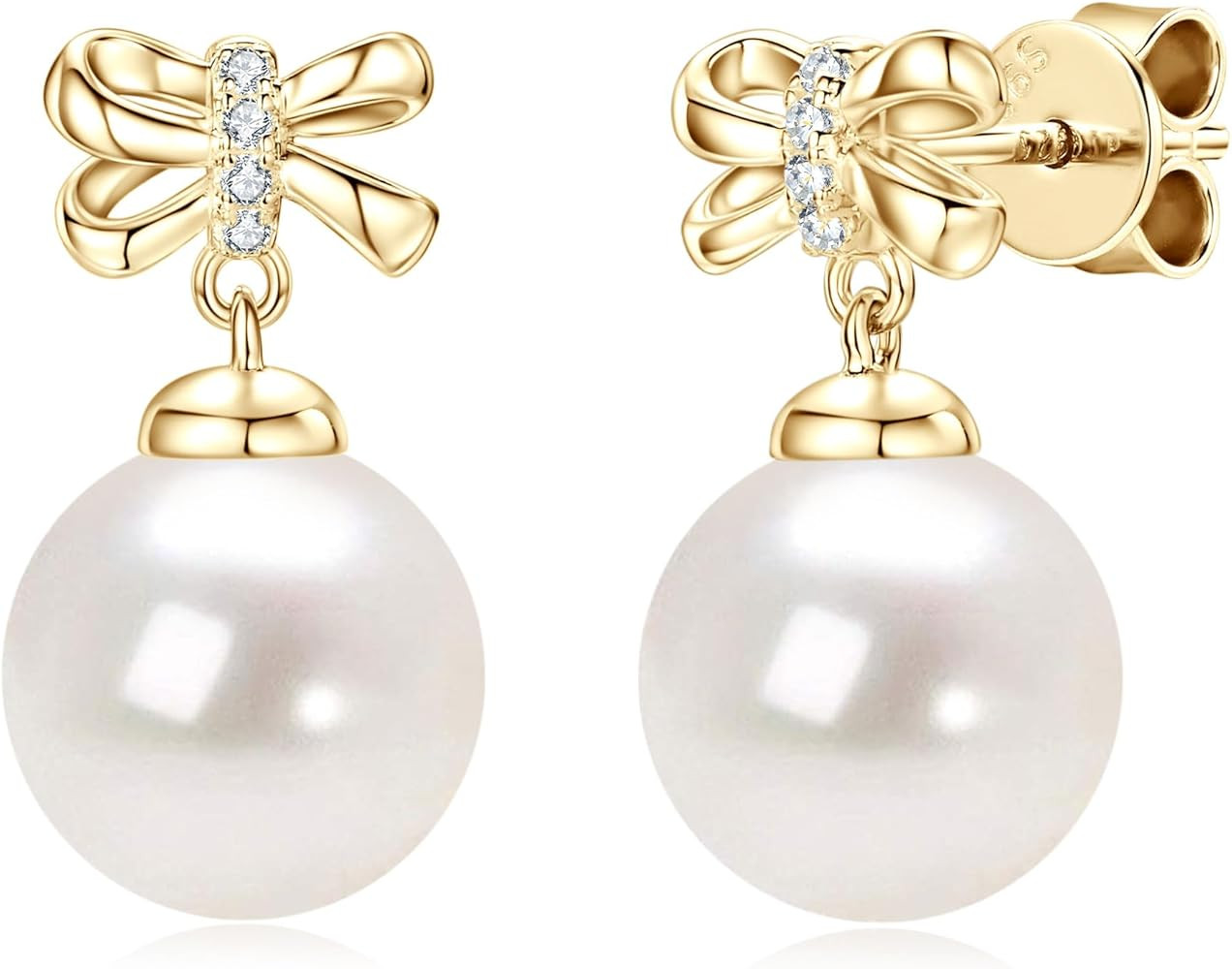 925 Sterling Silver Freshwater Pearl Drop Earrings for Women - June Birthstone Long Dangle Jewelr... | Amazon (US)