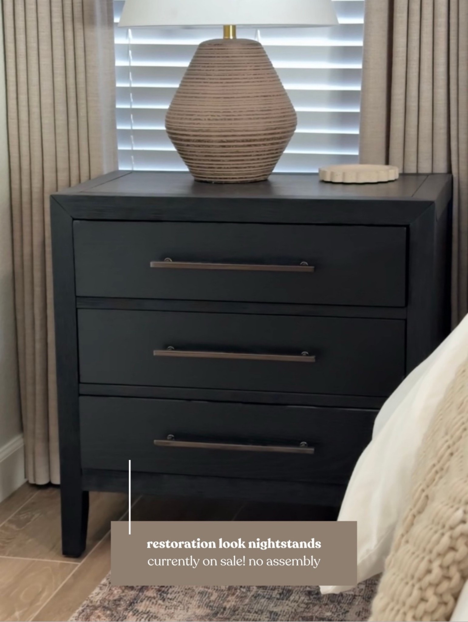 My most-loved nightstands are finally back in stock and on sale! 🤎 The perfect blend of style and function, they bring warmth and balance to a neutral bedroom while keeping the look timeless. If you’ve been waiting for a sign to grab them—this is it!
•••
wood nightstands, black nightstands, neutral bedroom decor, earth tone bedroom, organic modern bedroom, cozy bedroom ideas, modern bedroom furniture, master bedroom inspo, primary bedroom decor, guest bedroom styling, upholstered bed frame, linen curtains, taupe curtains, pinch pleat drapes, bedroom chair, swivel chair, wood bench, end of bed bench, oversized floor mirror, large mirror, neutral aesthetic, brown home decor, earthy modern home, decorating ideas, bedroom refresh, calming bedroom design
#bedroominspo #bedroomrefresh #bedroommakeover 


#LTKHome #LTKSeasonal #LTKSaleAlert