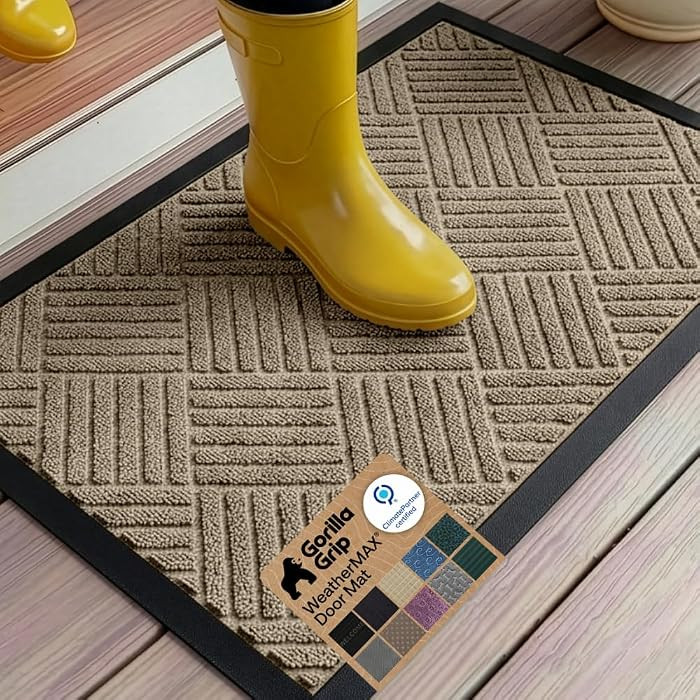 GORILLA GRIP 100% Waterproof All-Season WeatherMAX Doormat US Designed Natural Rubber, Stain and ... | Amazon (US)