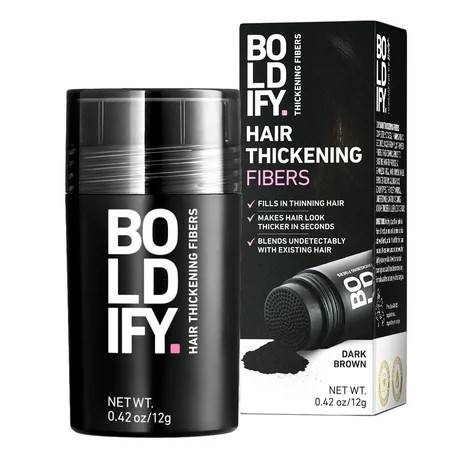 BOLDIFY Hair Thickening Fibers, Fill In Fine and Thinning Hair, Dark Brown, 12g | Walmart (US)