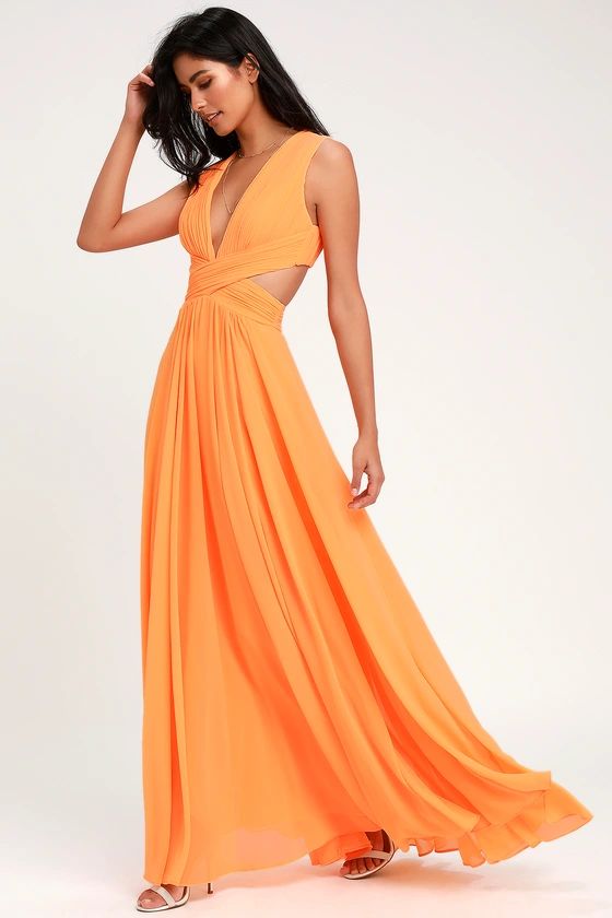 Vivid Imagination Bright Orange Cutout Maxi Dress | Lulus (US)