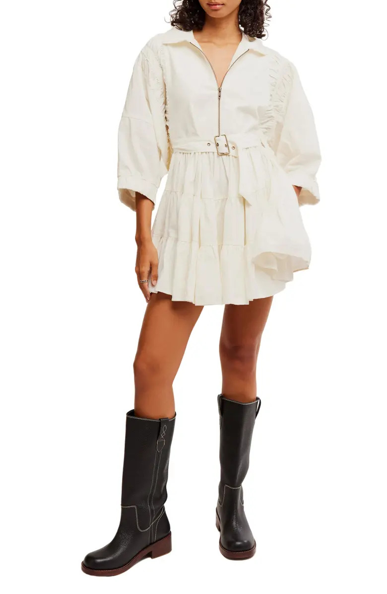 Hampton Ruffle Belted Cotton Minidress | Nordstrom
