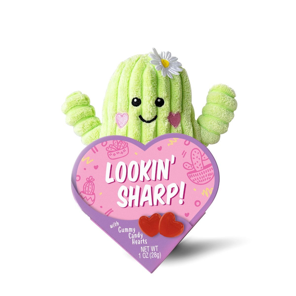 Cactus Valentine's Looking Sharp Date Night Plush with Gummy Candy Hearts - 1oz | Target