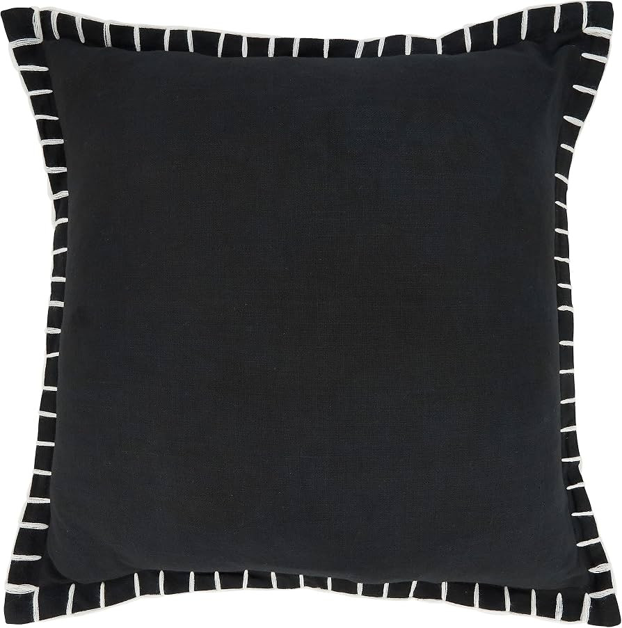 SARO LIFESTYLE Classic Charm Chunky Whip Stitch Throw Pillow Cover, Black, 20" | Amazon (US)