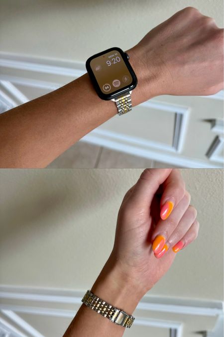 Apple Watch. Apple Watch band. Gold Apple Watch band. Silver Apple watch band. Gold and silver Apple Watch band. Watch band. Watch.

#LTKFitness #LTKActive #LTKStyleTip