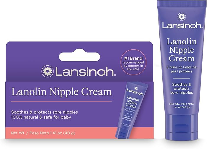 Lansinoh Lanolin Nipple Cream Safe for Breastfeeding Baby, 100% Natural Nipple Butter, Breastfeed... | Amazon (US)