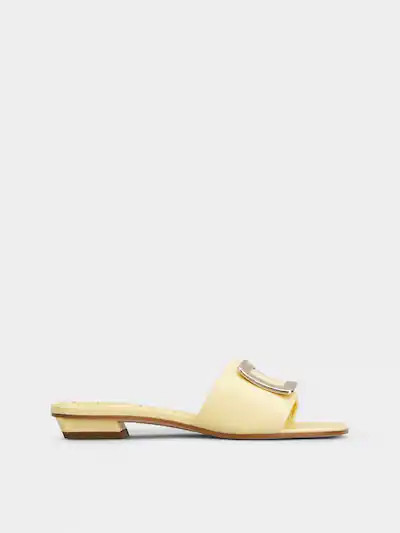 Roger Vivier - Belle Vivier Mules in leather, YELLOW, 39.5 - Shoes | Roger Viver US