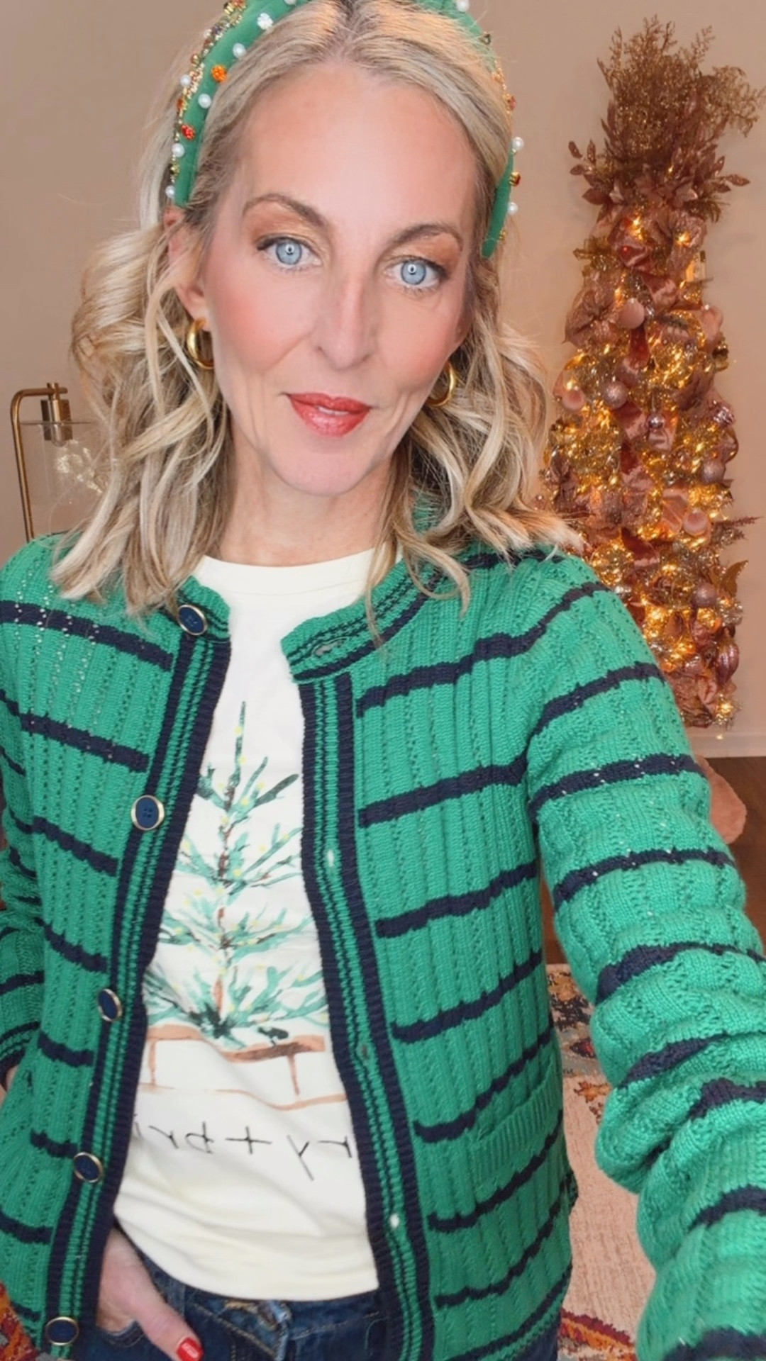 In my heart is a Christmas Tree Farm” …and in Learning Land, it’s cozy, classic, and under $30! Comment Walmart to grab this NEW arrival sweater that I turned into the cutest Christmas sweater!! 

Today’s everyday look is giving Christmas Tree Farm energy with a classic, cozy, and just festive enough without going full jingle bells. This textured striped cardigan is lightweight, polished, and perfect for school days when you still want to feel cute. Layered over a Merry + Bright tee, paired with my favorite everyday jeans and comfy sneakers, this outfit is proof that holiday style doesn’t have to be expensive.

🎄Cardigan: Walmart, under $30
🎄 Graphic tee: $15
🎄 Jeans - under $25 
Whole look: festive, wearable, and budget-friendly

If you’re teaching, running errands, or heading into the weekend still humming Christmas tunes—this one’s for you 🎄

#LTKootd #LTKdayinmylife #LTKHoliday